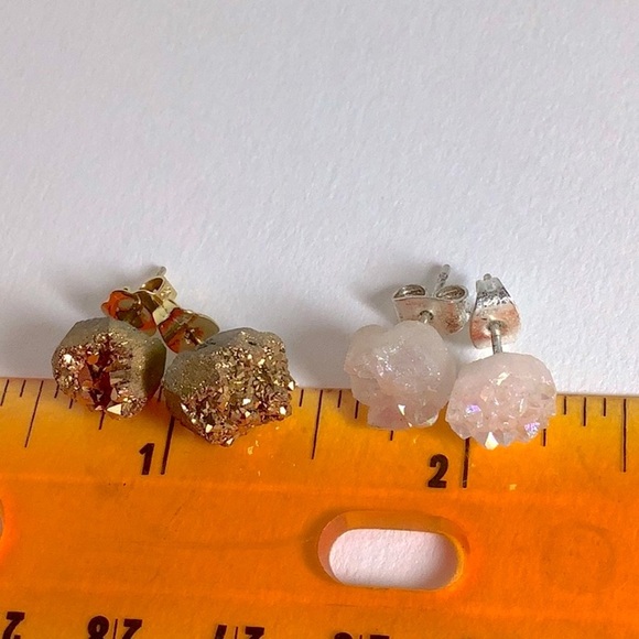 DRUZY Raw Stone Earrings Set 2 pair - Picture 4 of 4